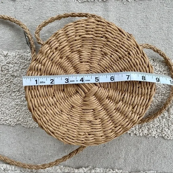 STRAW ROUND CROSSBODY BAG  WITH TOP HANDLE - Picture 8 of 14